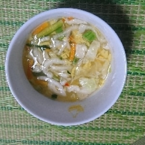 桃屋のきざみ生姜で具材炒めた味噌汁(豚汁)